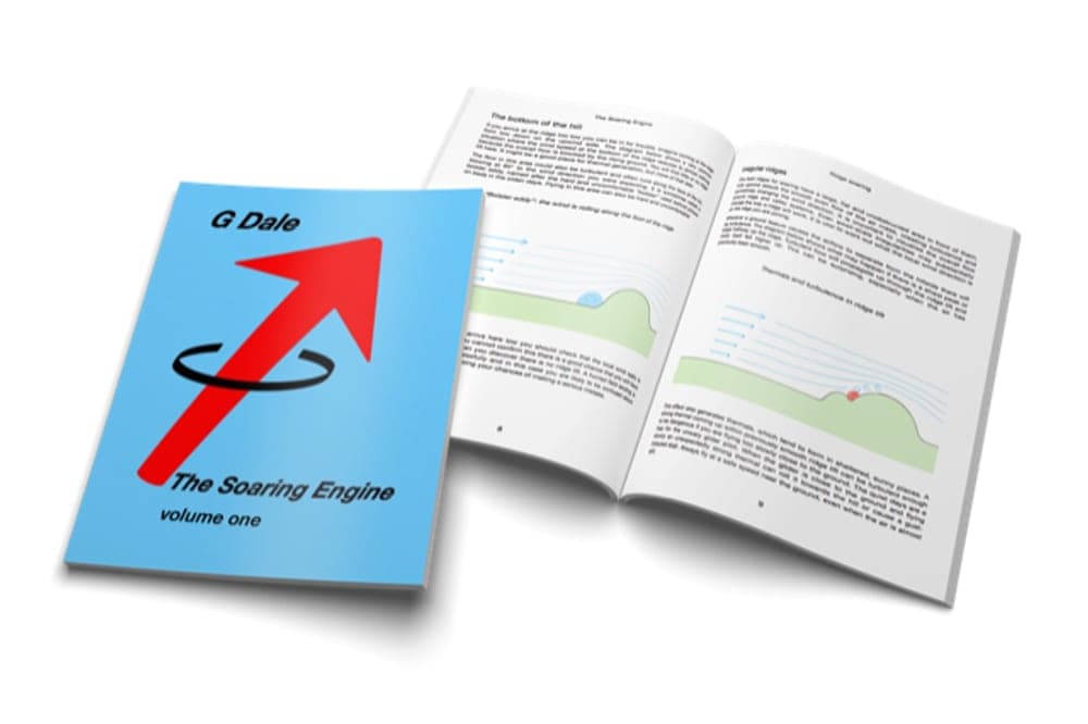 Das Buch «The Soaring Engine, Volume 1» von G Dale mit aufgeschlagener Doppelseite