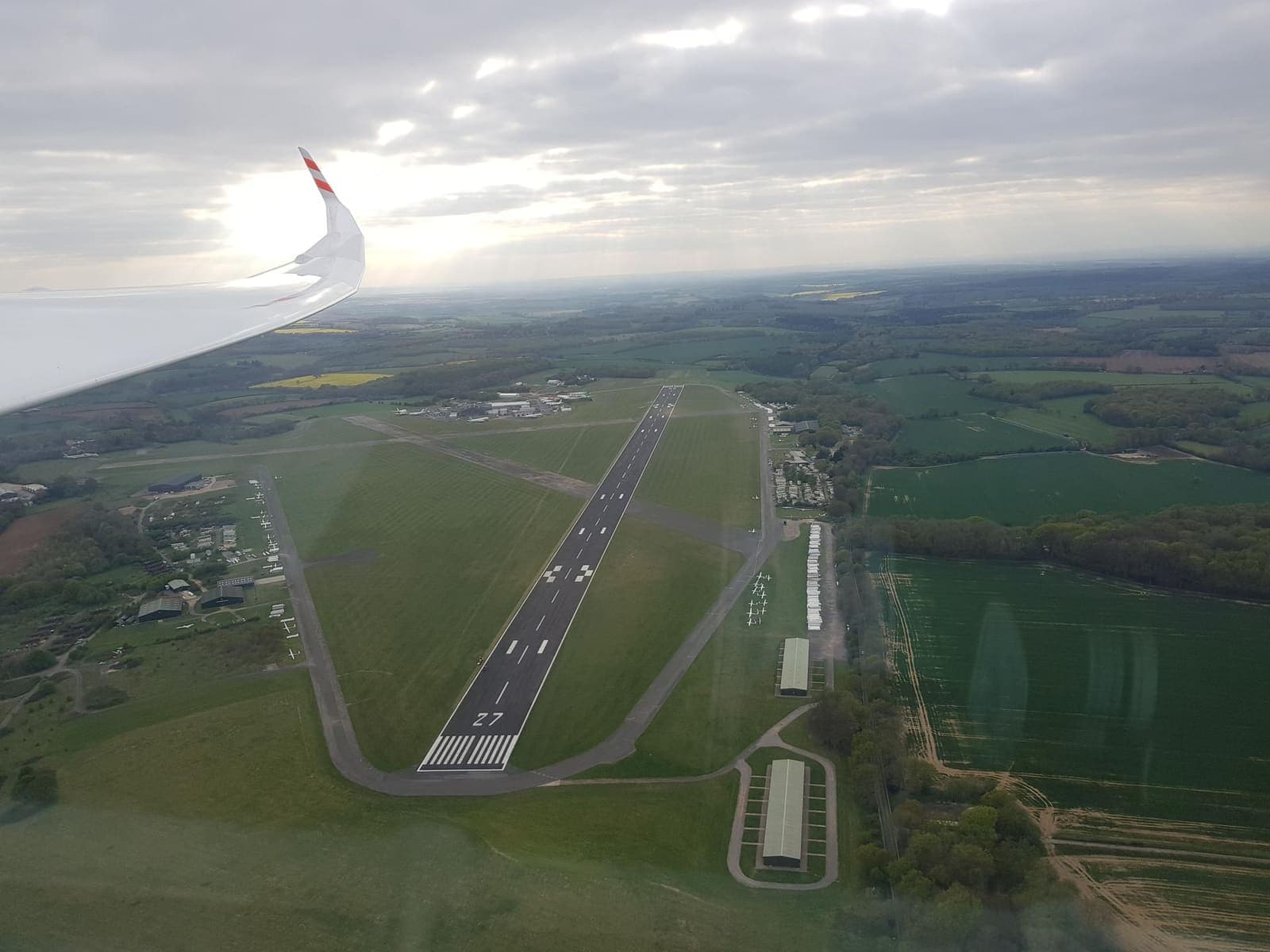 Final approach into Lasham airfield with the long runway ahead